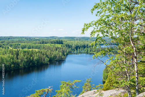 Fototapeta Naklejka Na Ścianę i Meble -  View to The Lake Sarajarvi from Rautjarven Haukkavuori, Simpele, Finland