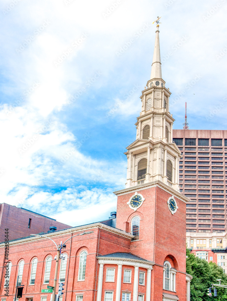 Obraz premium Park Street Church on the Freedom Trail Boston Massachusetts USA