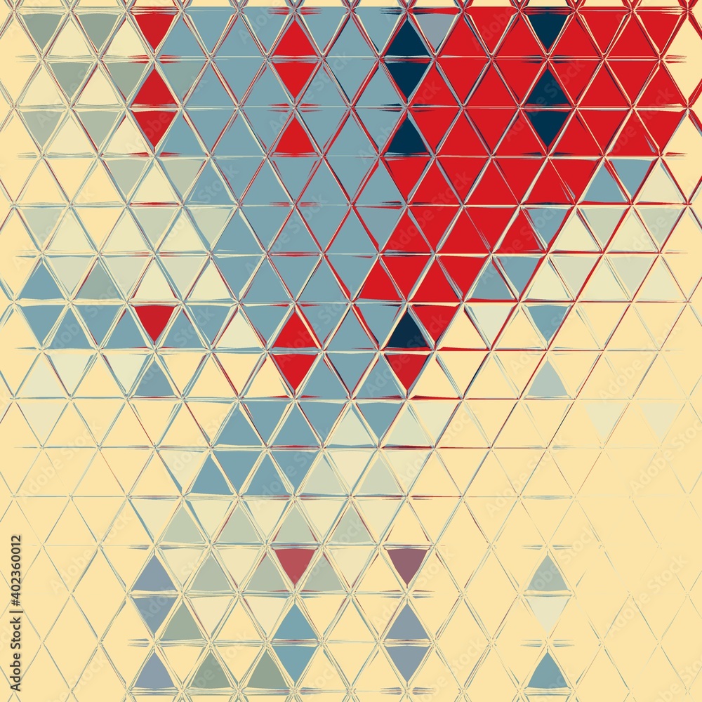Fototapeta premium kilt like style in art-deco retro colours of grey beige and red triangular mosaic design