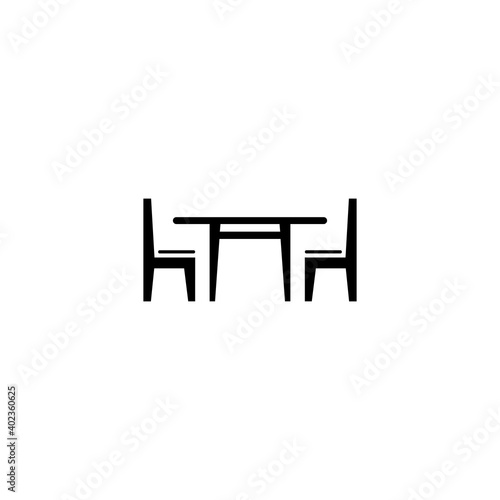 Black chairs and table sign icon. Vector illustration eps 10