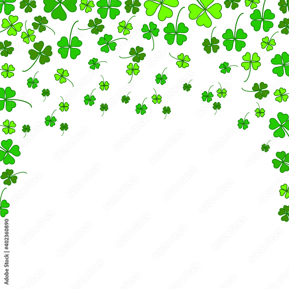 Multicolored green clover on a white background. St. patrick's day pattern. Vector illustration. Multicolored green clover on a white background. St. patrick's day pattern. Vector illustration.