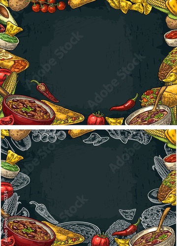 Mexican traditional food restaurant menu template with ingredient