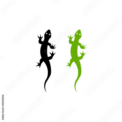 Black icon chameleon, lizard sign. Vector illustration eps 10