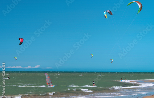 Kait surfing at Cumbuco Beach, Fortaleza, Ceara, Brazil