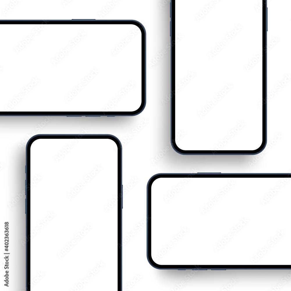 Smartphones With Blank Screens. Mockup for Display App Design. Vector Illustration Smartphones With Blank Screens. Mockup for Display App Design. Vector Illustration