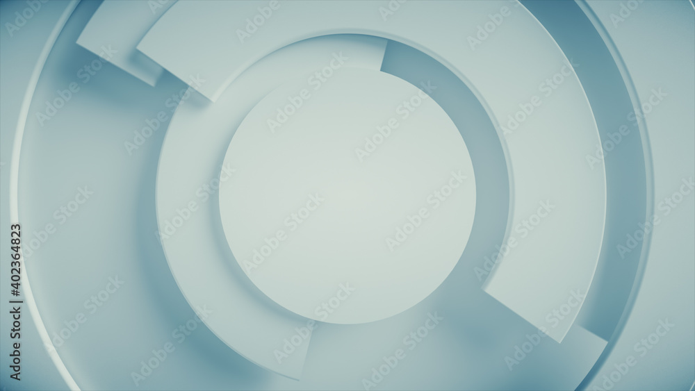 Modern business video background. Rotating parts of a circle. Spiral surface concept. 3d illustration