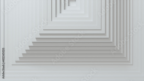 Abstract pattern of squares with offset effect. White blank cubes. Abstract background for business presentation. The center is shifted to the side. 3d illustration