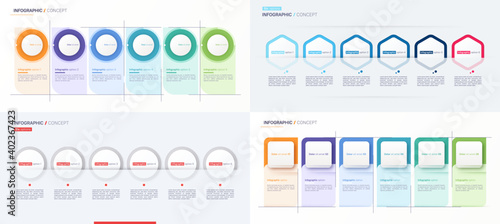 Set of modern vector infographic concept template. Six options