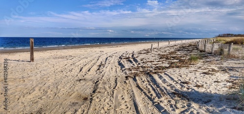 Tire tracks by the beach