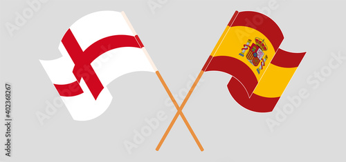 Crossed and waving flags of England and Spain