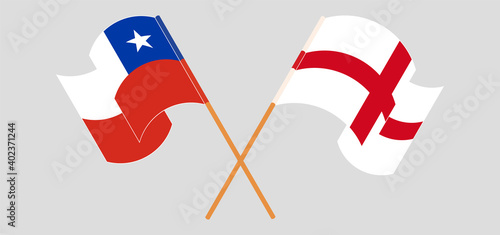 Crossed and waving flags of Chile and England