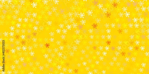 Light Yellow vector pattern with coronavirus elements.