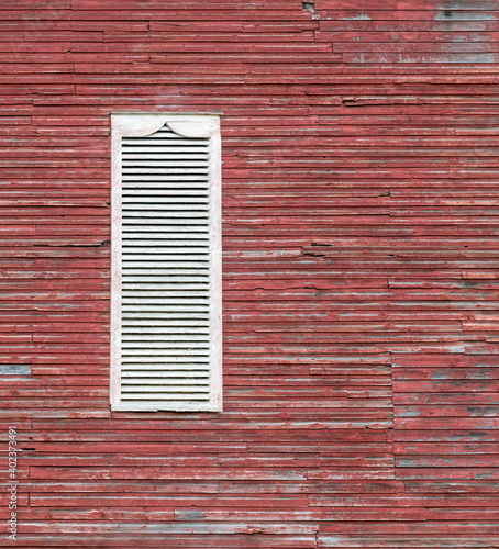 red wall with white window