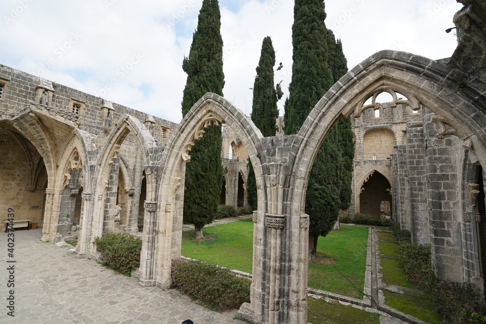 Bellapais monastery was first built between 1198 and 1205. A large part of today's building is the Lusignan King III. It was built by Hugh between 1267 and 1284. Kyrenia (Girne) north Cyprus.