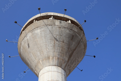 The water tower in the city of Yavne is inactive and is an observation point over the area photo