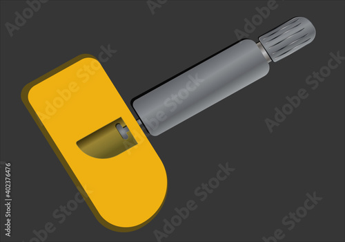 Tire Pressure Monitoring System (short TPMS) sensor. Vector image of sensor for car safety. TPMS sensor valve.