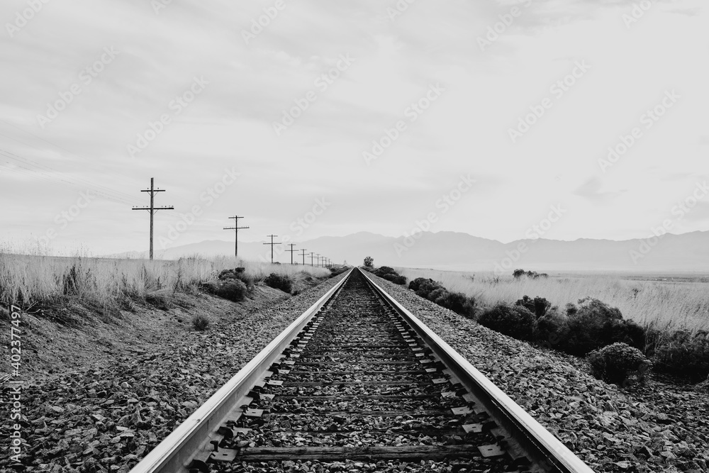 Railroad track in the desert of Utah Railroad track in the desert of Utah
