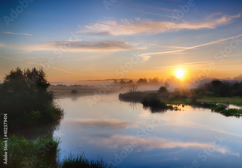 Sunrise over the river,