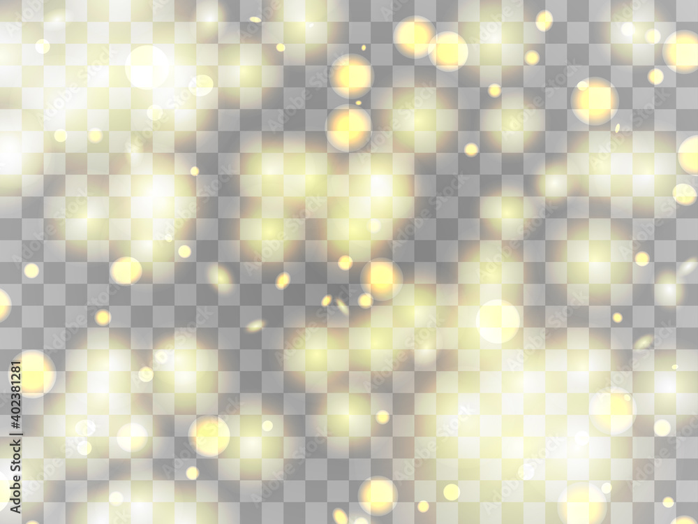 Glowing light on a transparent background. Glowing particles, magic glow. Sparkling light. Vector illustration Glowing light on a transparent background. Glowing particles, magic glow. Sparkling light. Vector illustration