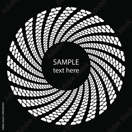 White abstract round shape. Vector illustration. Design element for logo, sign, blackout tattoo, symbol, web pages, prints, posters, template, monochrome pattern and abstract background