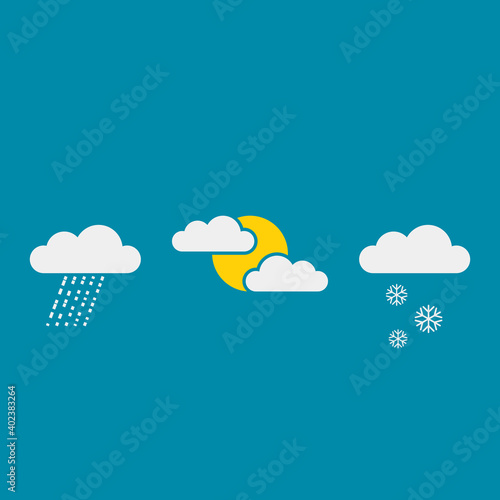 Weather forecast graphics. Cloud, snowflake, rain. Vector drawing