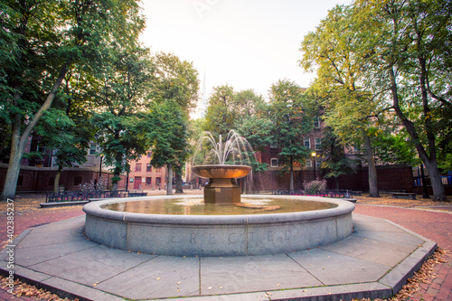 fountain in a square in Boston