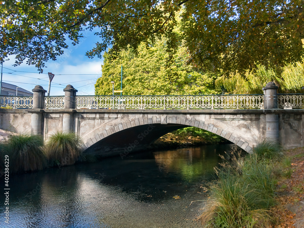 Armagh Bridge over the Avon River in Hagley Park, Christchurch, New Zealand