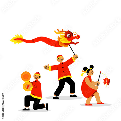 Cheerful Youth Celebrate Chinese New Year