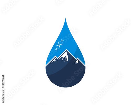 Blue mountain with water drop shape