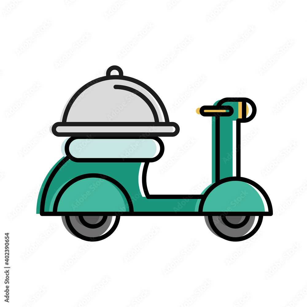 Food delivery platter on motorcycle vector design Food delivery platter on motorcycle vector design