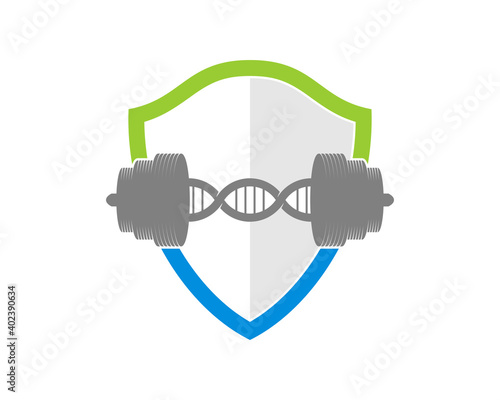 Gym dumbbell DNA with shield protection