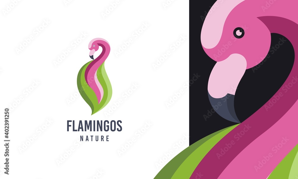 Fototapeta premium Awesome Flamingo Natural Logo design template