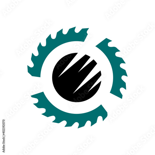 abstract circular saw blade logo design template vector illustration