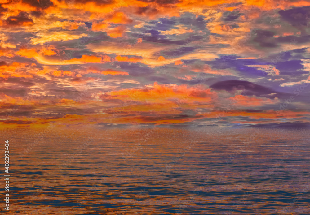 Naklejka premium Coucher de soleil sur la mer 