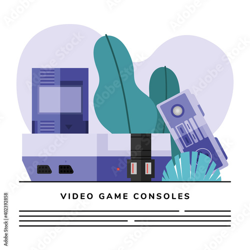 videogame consoles with leaves vector design