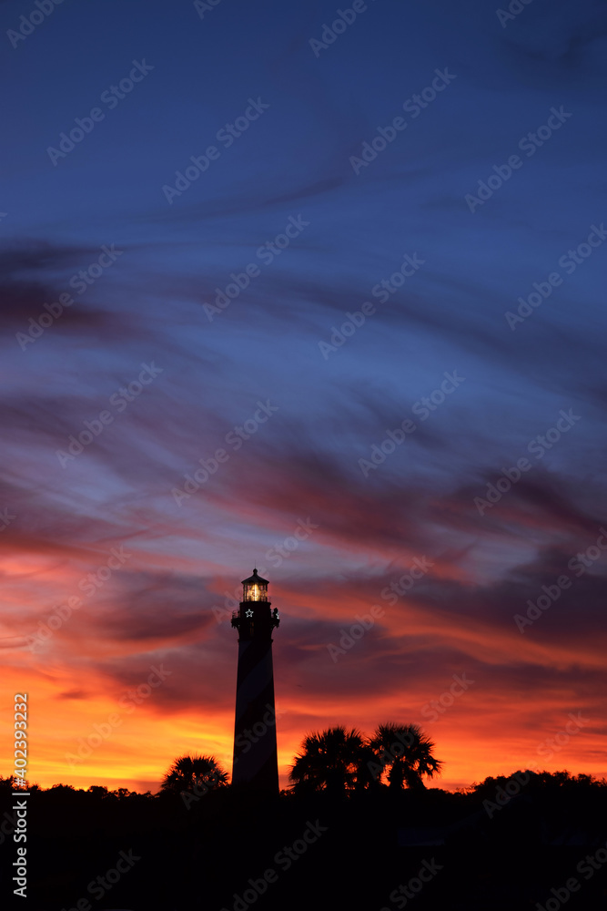 Painted Sky Sunset at saint Augustine Florida Lighthouse Vertical