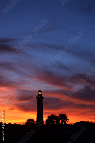 Painted Sky Sunset at saint Augustine Florida Lighthouse Vertical