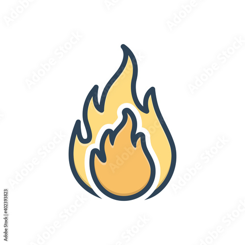 Color illustration icon for flame