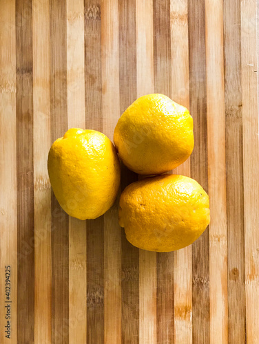 Lemons on a table of wood