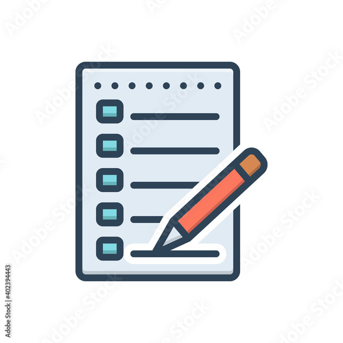 Color illustration icon for agenda