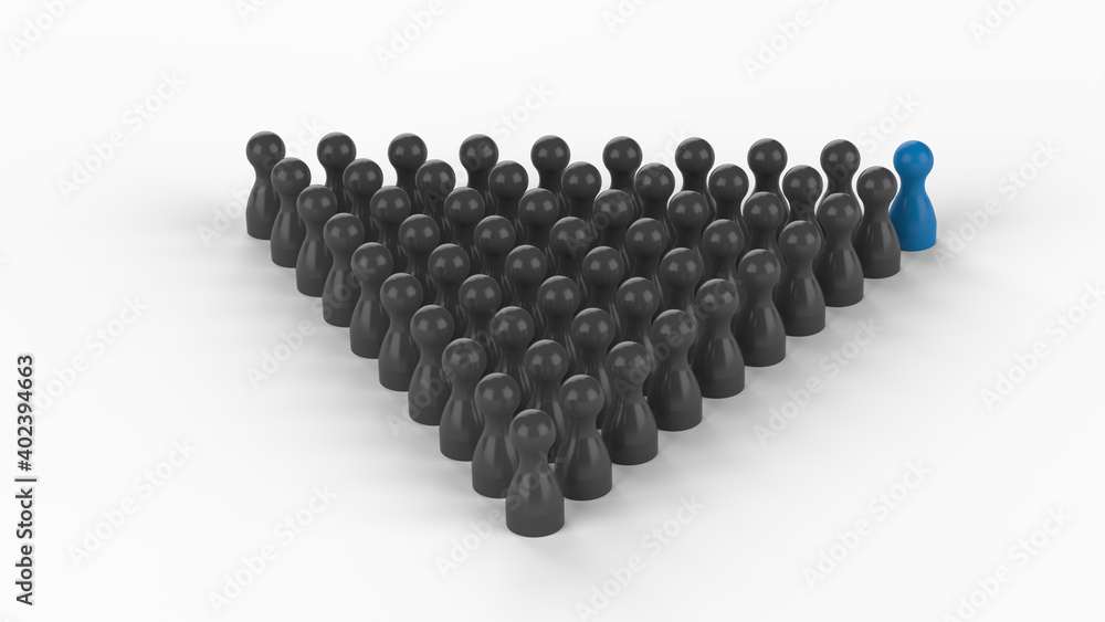 3D-Illustration - A leader in front of a arrow group of employees 3D-Illustration - A leader in front of a arrow group of employees