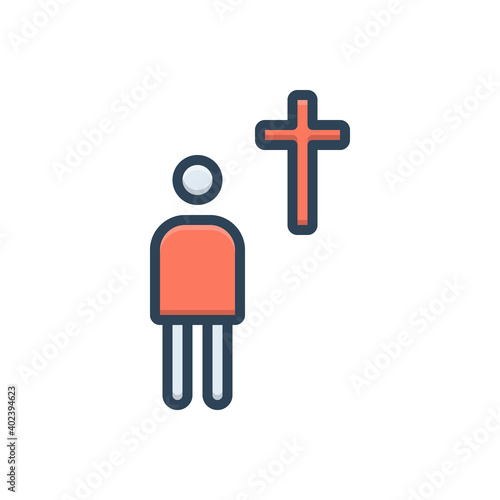 Color illustration icon for devote