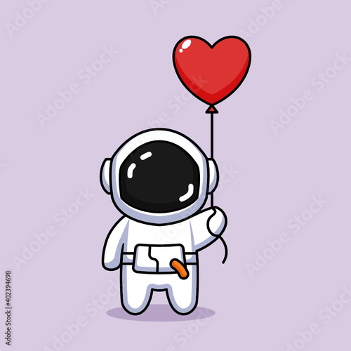 Cute astronaut with Valentine Day theme mascot