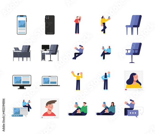 Networking people with man cartoon vector design