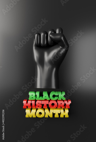 Black History Month. African American History. Celebrated annual. In February in United States and Canada. In October in Great Britain. Poster, card, banner, background. Illustration 3D, Art 3D. 