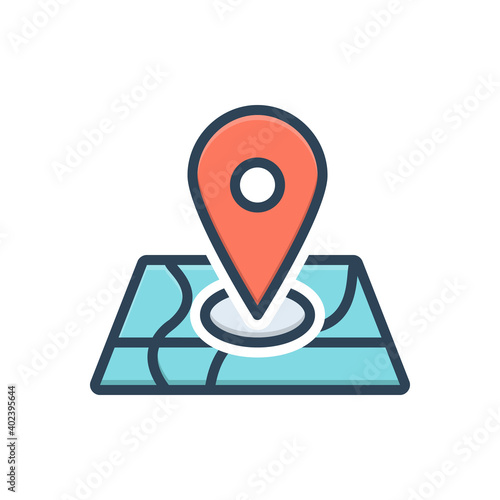 Color illustration icon for locate 