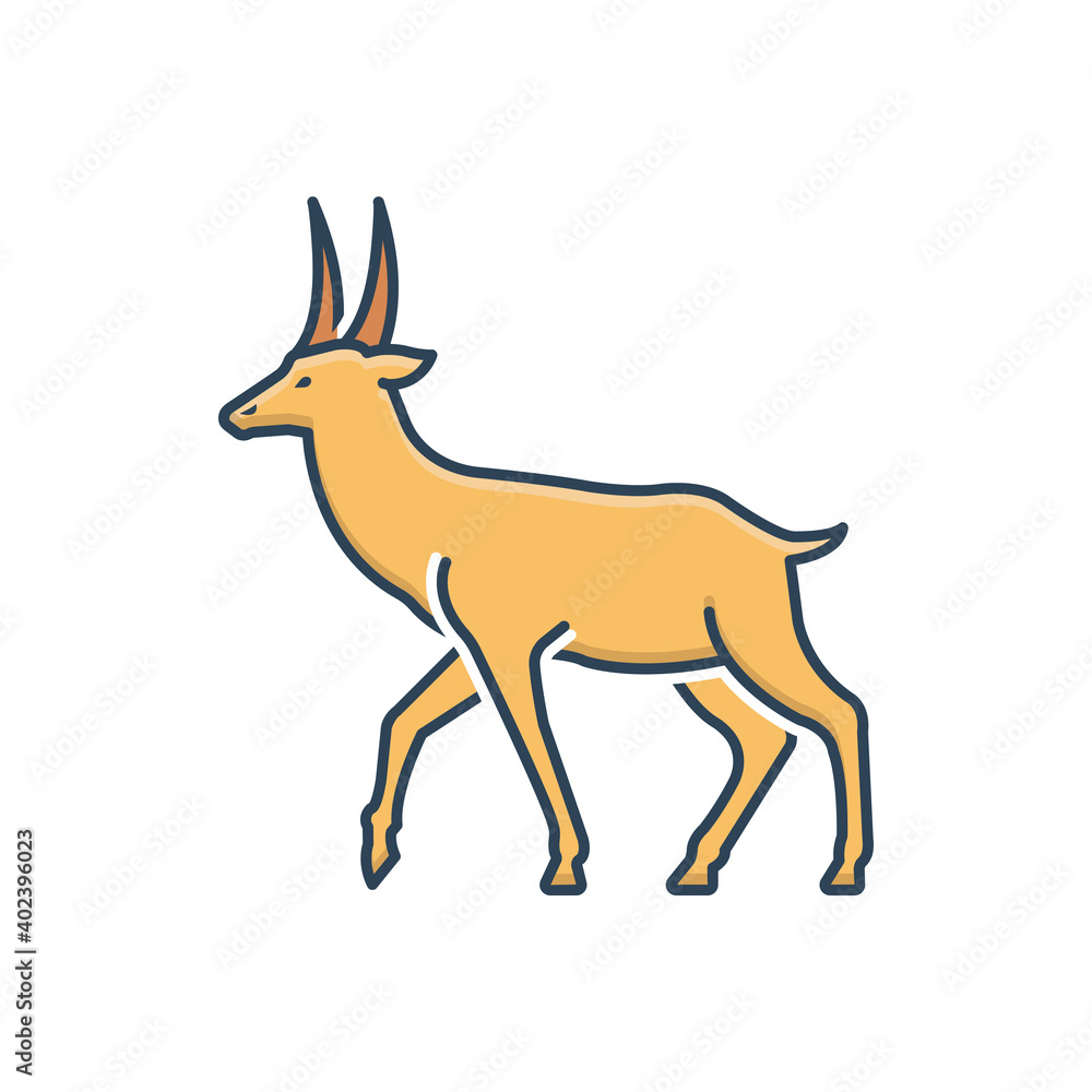 Color illustration icon for deer