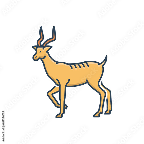 Color illustration icon for antelope