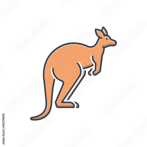 Color illustration icon for kangaroo
