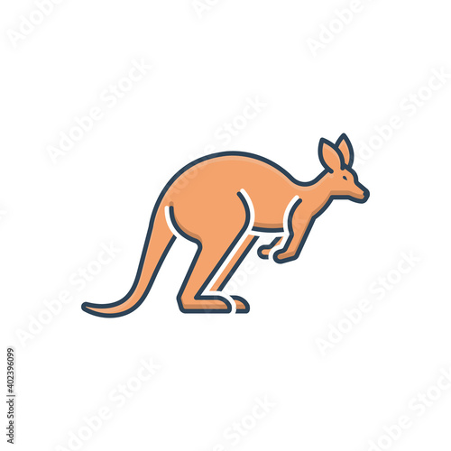 Color illustration icon for kangaroo